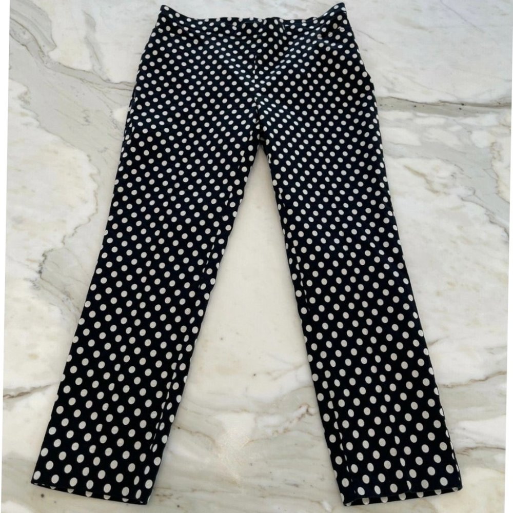 AKRIS PUNTO BLACK & CREAM POLKA DOT PANTS SIZE US 10